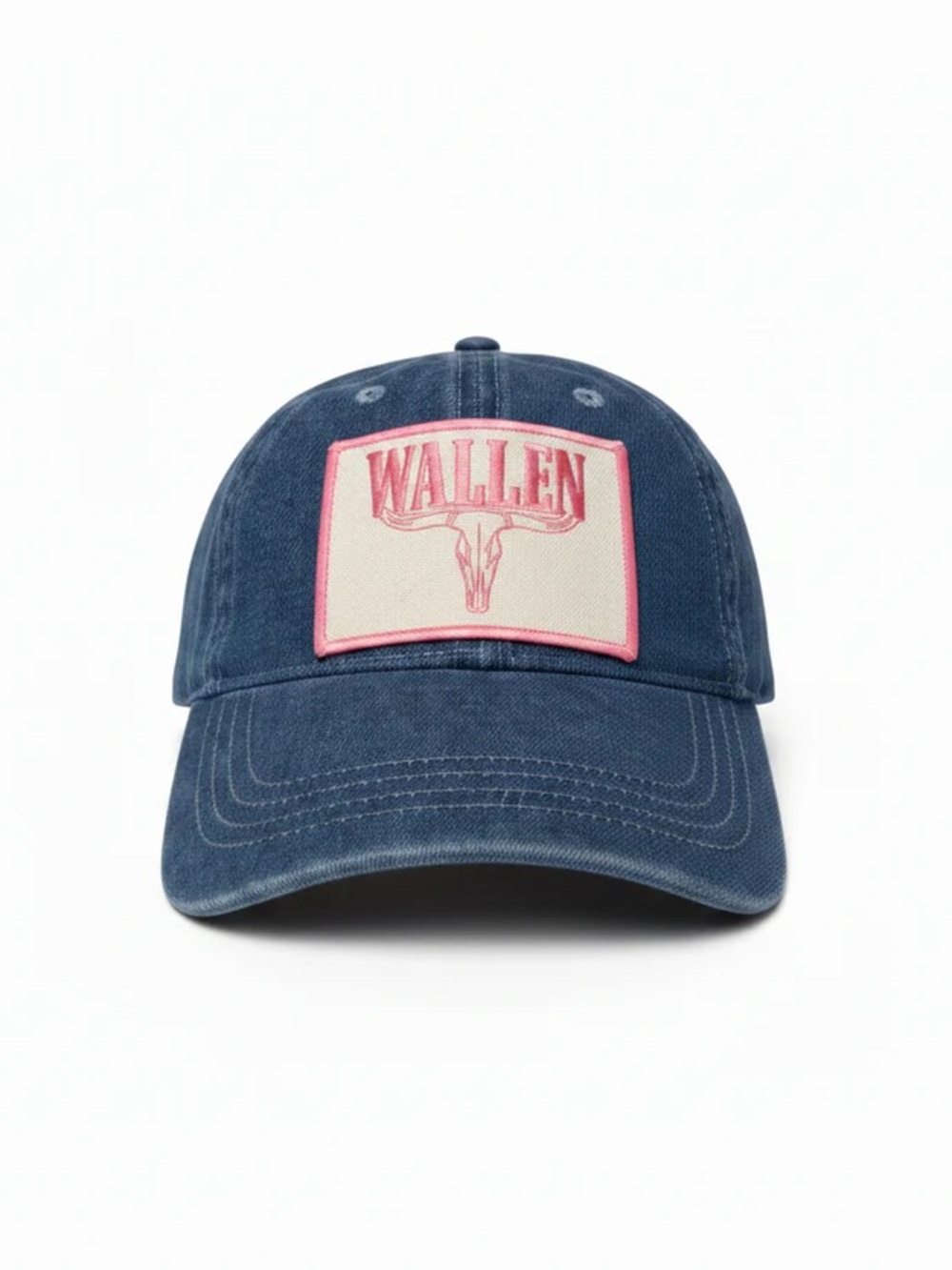 NWT. Morgan Wallen Denim Baseball Cap with Pink Trim Patch